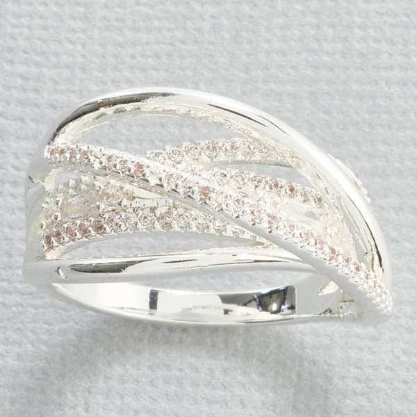 Ashley Cooper(tm) Silver Plated Multi Strand Ring with CZ - image 