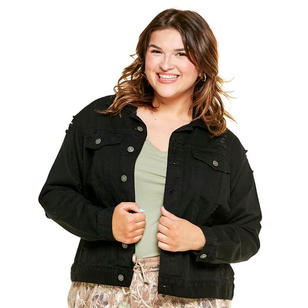 Juniors Plus Madden Girl Destructed Denim Trucker Jacket