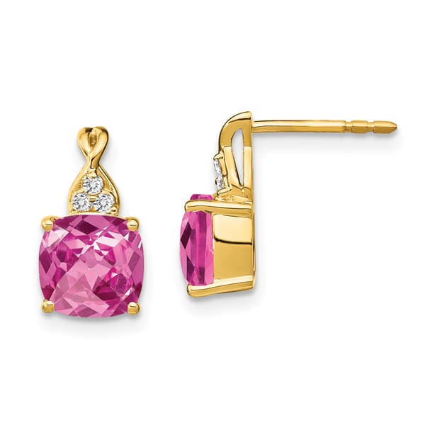 Gemstone Classics&#40;tm&#41; 14kt. Yellow Gold Sapphire Diamond Earrings - image 