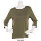 Petite Hasting &amp; Smith 3/4 Sleeve Solid Open Crew Neck Top - image 3