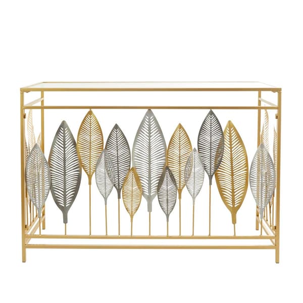 9th & Pike® Gold-Tone Metal Contemporary Console Table