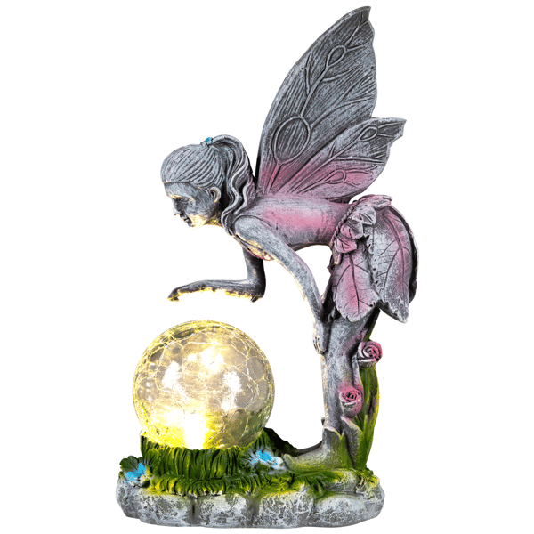 Northlight Solar Fairy with Gazing Ball Outdoor Garden Statue