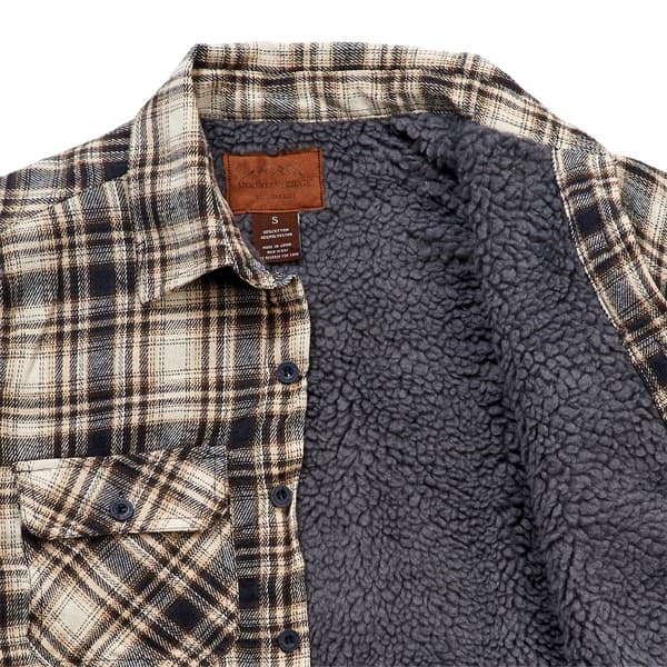 Mens Mountain Ridge Flannel Shirt Jacket - Tan/Navy