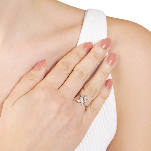 Athra Sterling Silver CZ Butterfly Bypass Ring
