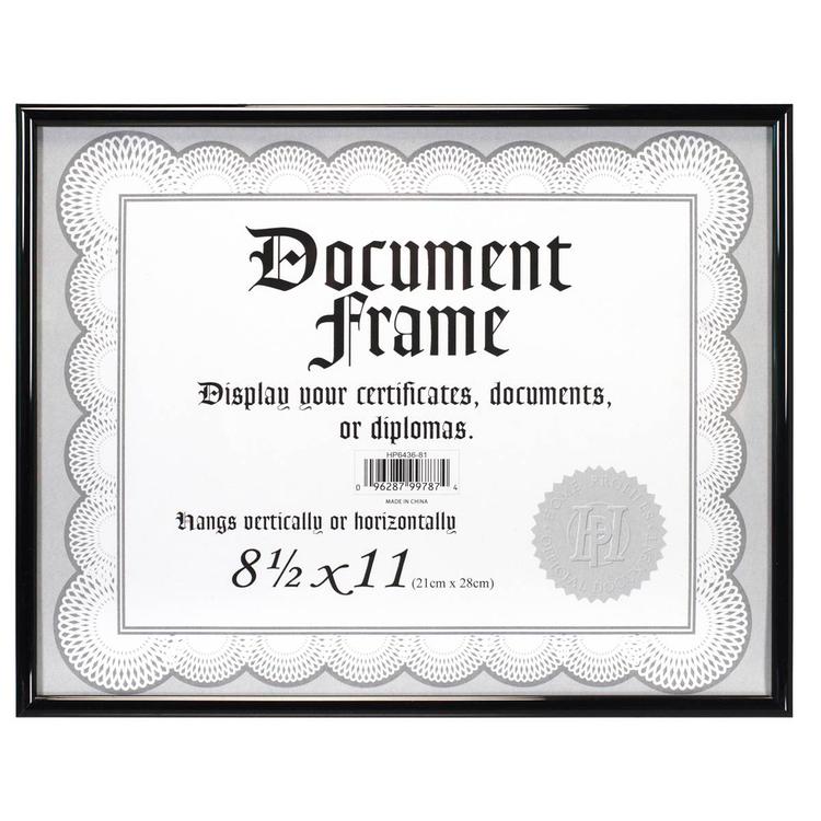 Malden Metro Black Certificate Frame - 8.5 x 11