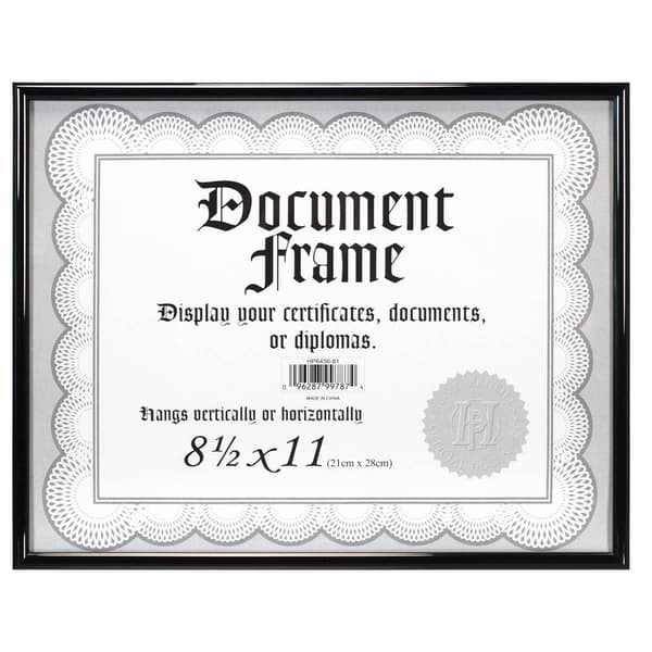 Malden Metro Black Certificate Frame - 8.5 x 11