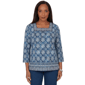 Womens Alfred Dunner Classics 3/4 Sleeve Medallion Blouse - image 1