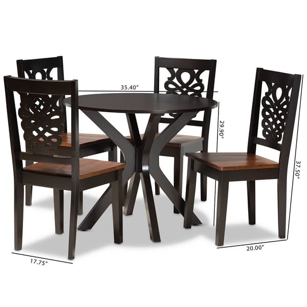 Baxton Studio Liese 2-Tone Dark Brown Finish Wood 5pc. Dining Set