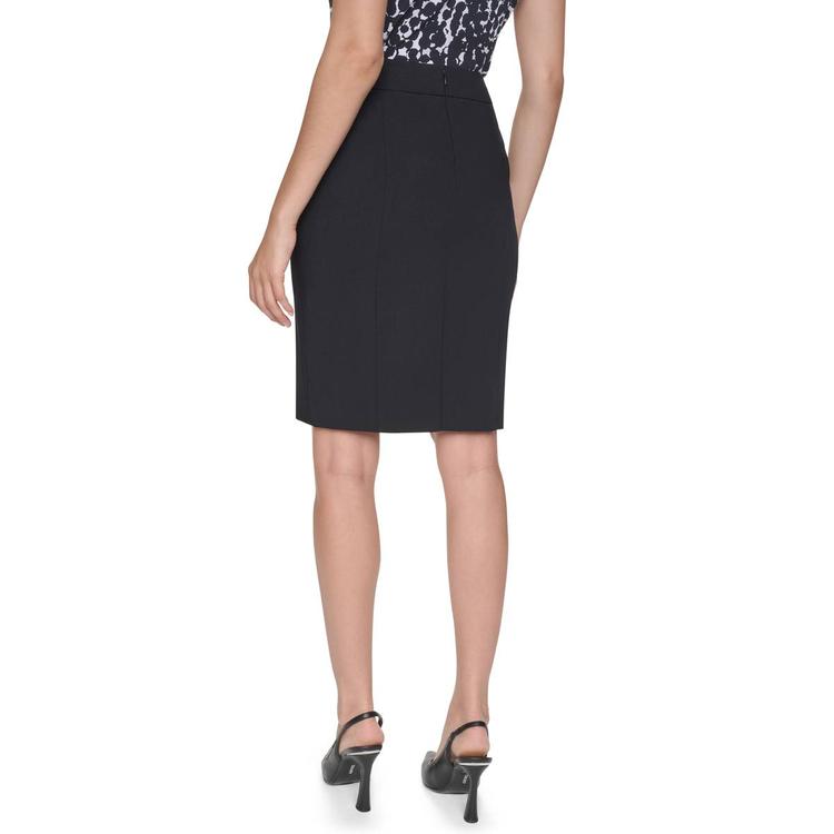 Womens DKNY Solid Pull On Slim Zip Back Pencil Skirt - Black