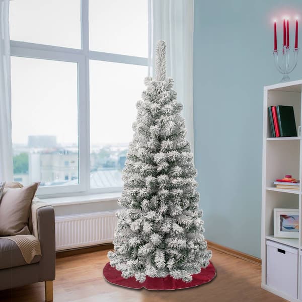 National Tree 4.5ft Acacia Pencil Slim Flocked Tree