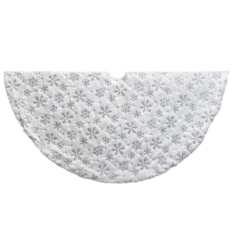 Kurt Adler 48in. White Tree Skirt w/ Snowflake Border