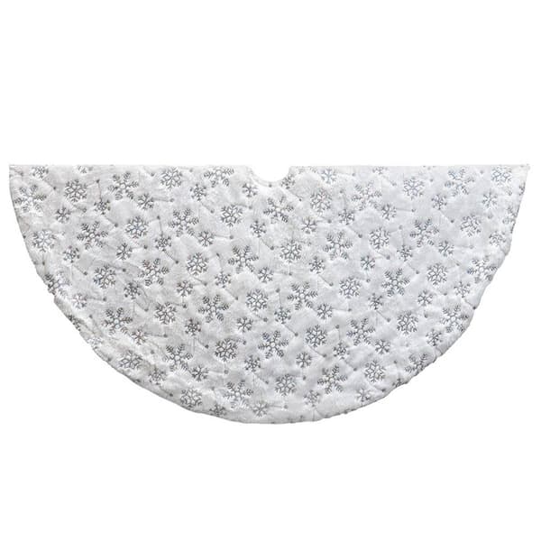 Kurt Adler 48in. White Tree Skirt w/ Snowflake Border