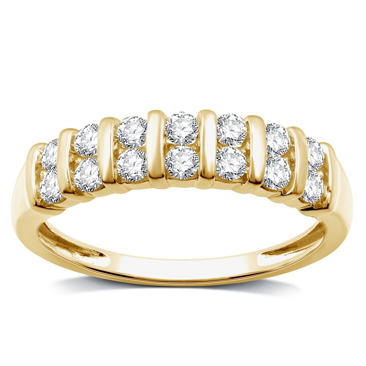 Nova Star(R) 14kt. Gold Plated Lab Grown Diamond Multi Row Band