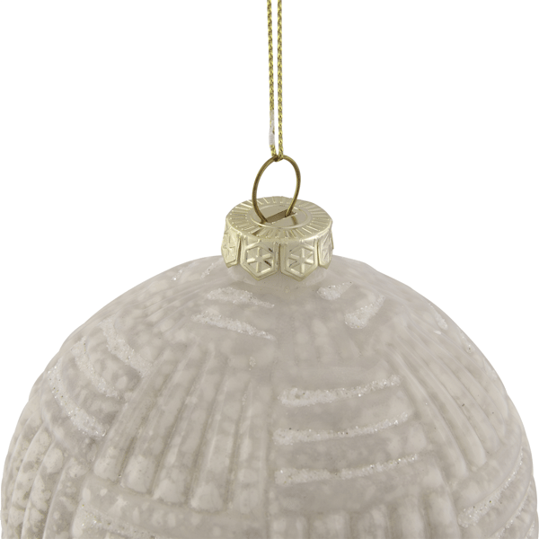 Northlight White Geometric Glass Ball Christmas Ornament