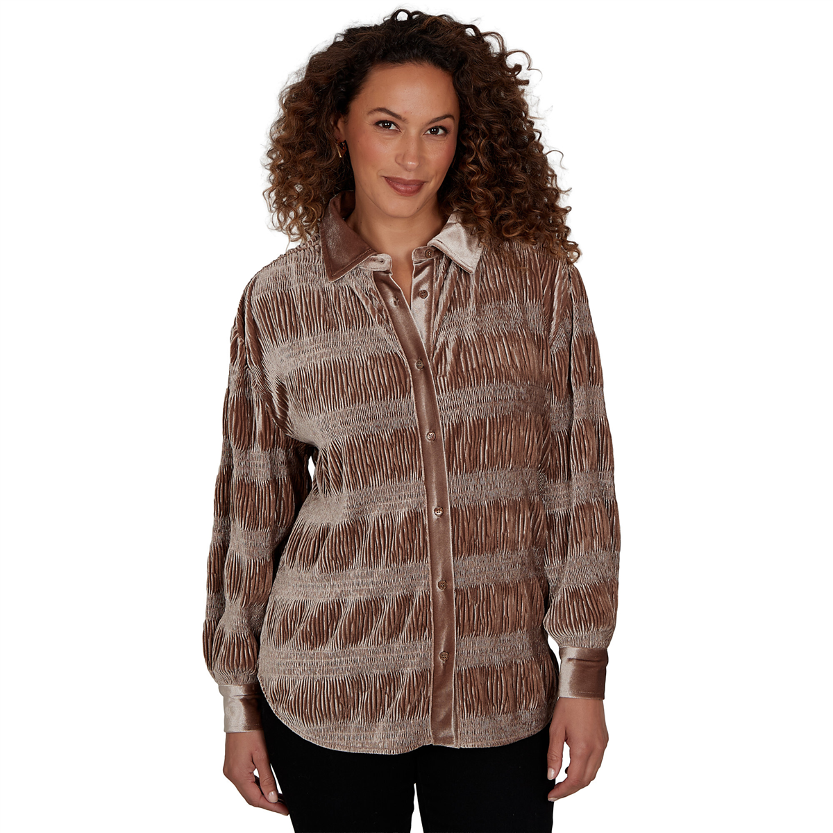 Womens Skyes the Limit Champagne Holiday Velvet Blouse