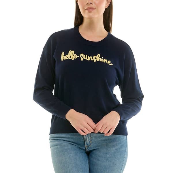 Womens Zac & Rachel Long Sleeve Solid Knit Hello Sunshine Sweater