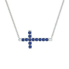 Gemstone Classics&#40;tm&#41; Sapphire Sideways Cross Necklace