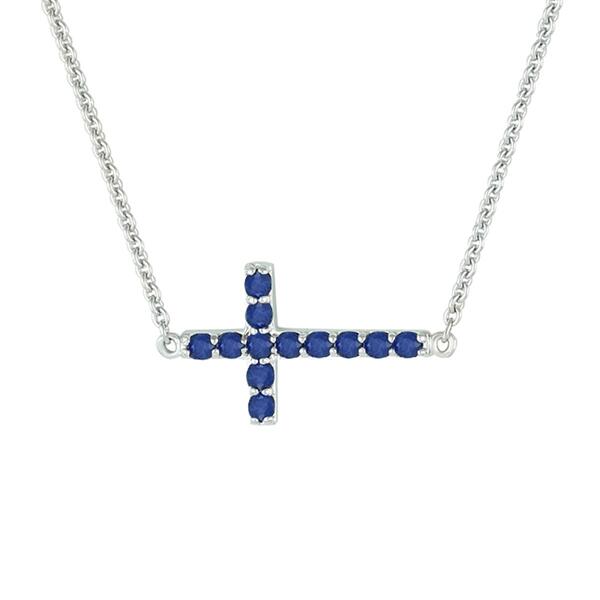 Gemstone Classics&#40;tm&#41; Sapphire Sideways Cross Necklace - image 
