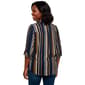 Womens Cocomo 3/4 Roll Tab Sleeve Stripe Mandarin Collar Blouse - image 2