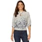 Womens Democracy 3/4 Sleeve Banded Bottom Printed Sweater - image 1