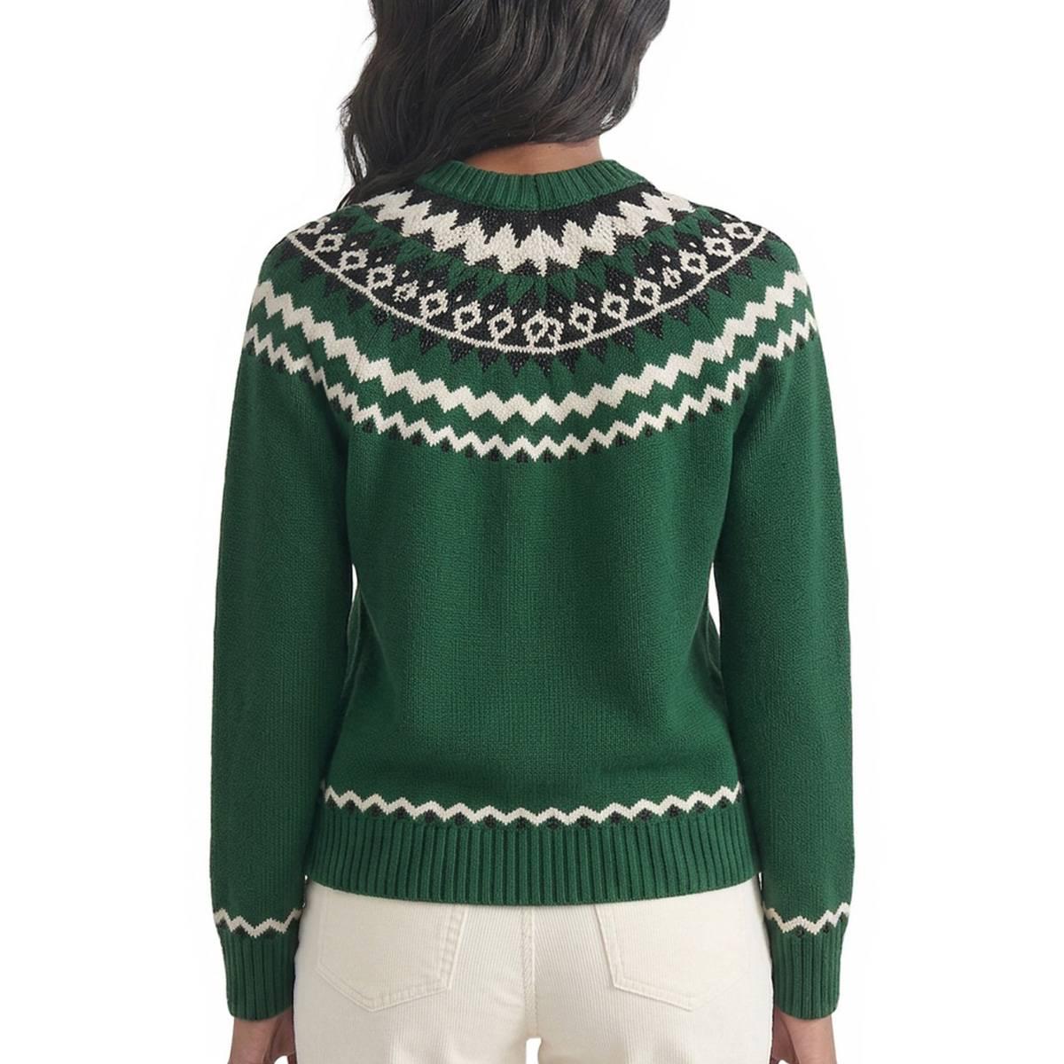 Petite Jones New York Long Sleeve Crew Neck Fair Isle Sweater