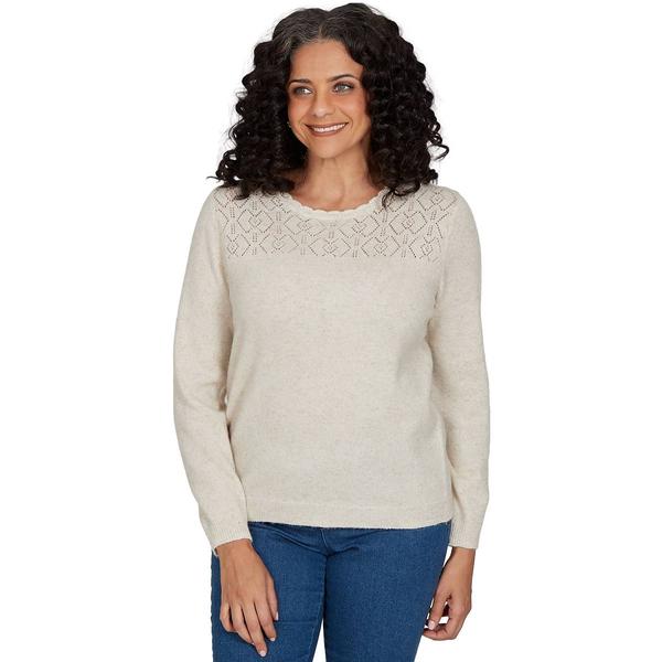 Plus Size Alfred Dunner Classics Pointelle Cashmelon Sweater