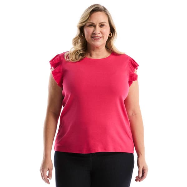 Plus Size Rafaella Ruffle Cap Sleeve Top - image 