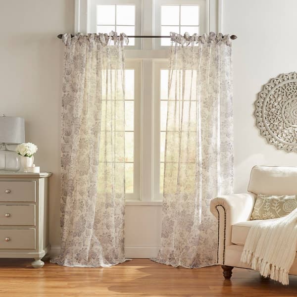 Elrene Westport Floral Tie-Top Sheer Window Curtain - image 