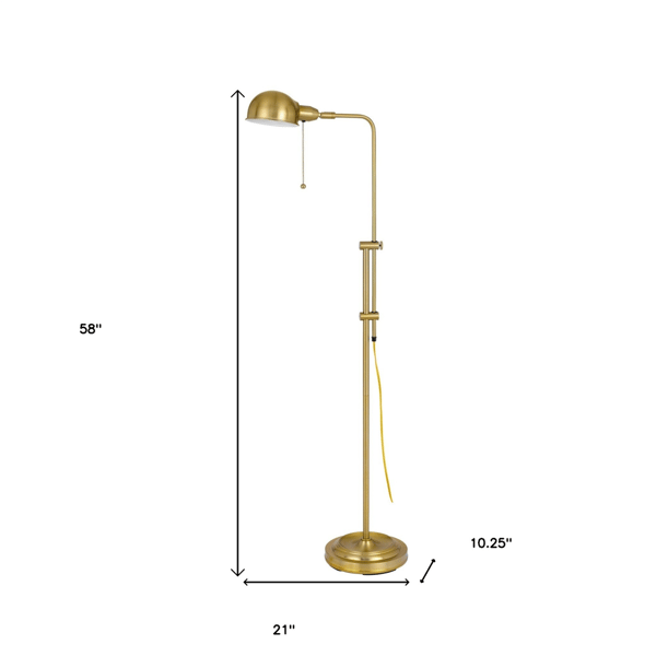 HomeRoots 58in. Brass Adjustable Floor Lamp With Dome Shade