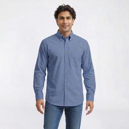 Mens Preswick & Moore(R) Regular Fit Dress Shirt - Light Blue
