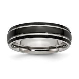 Mens Gentlemen's Classics(tm) Black IP-Plated 6mm Wedding Band
