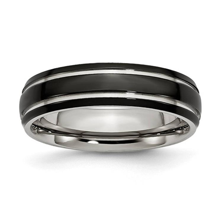 Mens Gentlemen's Classics(tm) Black IP-Plated 6mm Wedding Band
