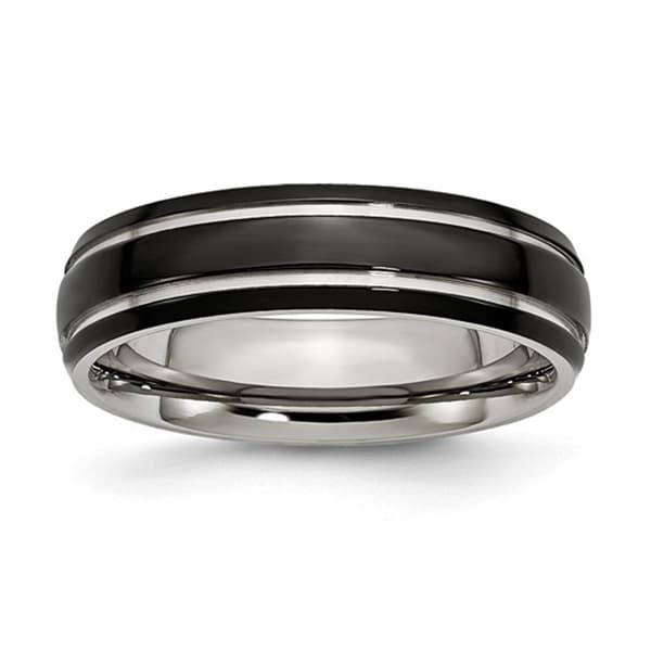 Mens Gentlemen's Classics&#40;tm&#41; Black IP-Plated 6mm Wedding Band - image 