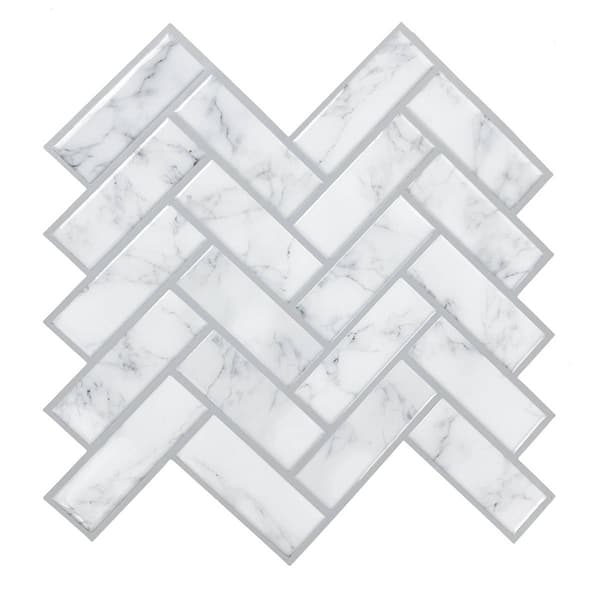 RoomMates&#174; Marble Herringbone Peel & Stick Tiles