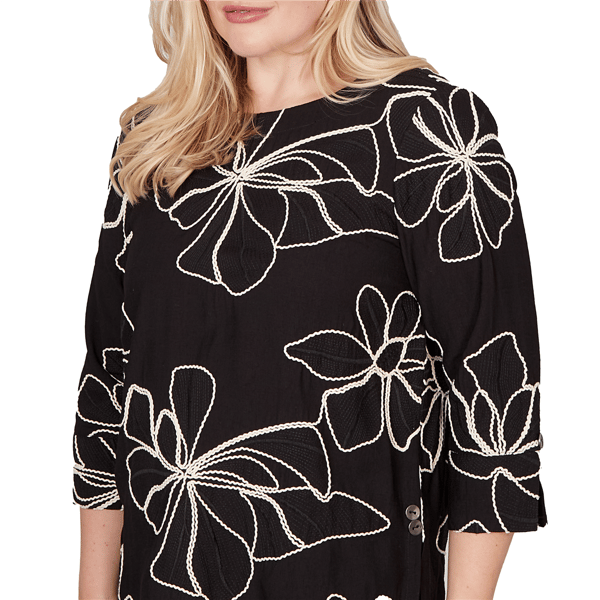 Petite Alfred Dunner Detail Driven Floral Embroidery Blouse