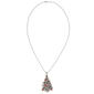 Silver Holiday Tree Long Pendant with Red & Green Accent Stones - image 1