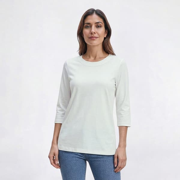 Womens Hasting & Smith 3/4 Sleeve Solid Round Neck Tee