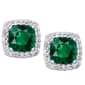 Gianni Argento Simulated Emerald Cushion Stud Earrings - image 1