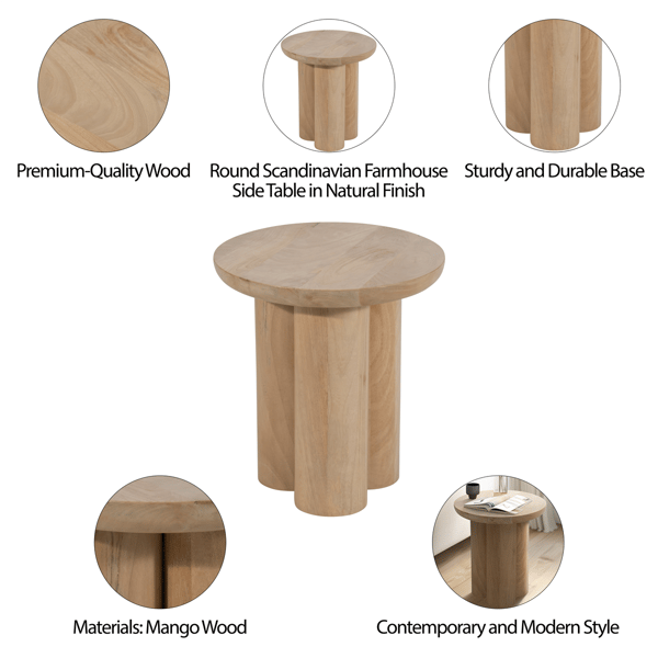 Sagebrook Home Modern Mango Wood Round Accent Table