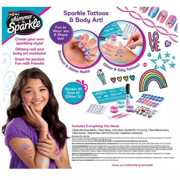 Cra-Z-Art™ Shimmer ''N Sparkle Glitter Nails & Body Tattoos