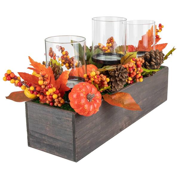 Northlight Seasonal 27in. Pumpkin Triple Pillar Candle Holder