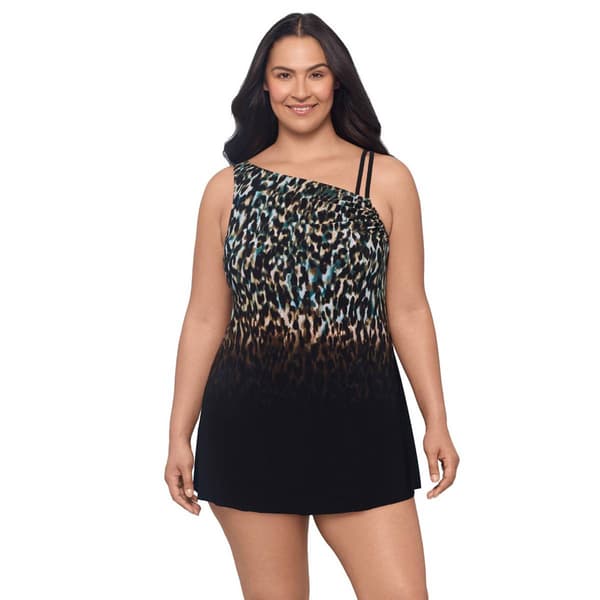 Plus Size Swimshaper Leopard In The Mist Brianna Swimdress - image 
