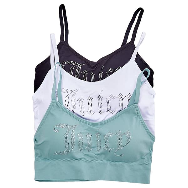 Womens Juicy Couture 3pk. Rhinestone Logo Bralettes-JC6871-3PKAQ