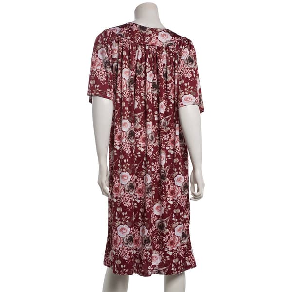Womens Casual Time Short Sleeve Roses Caftan Nightgown