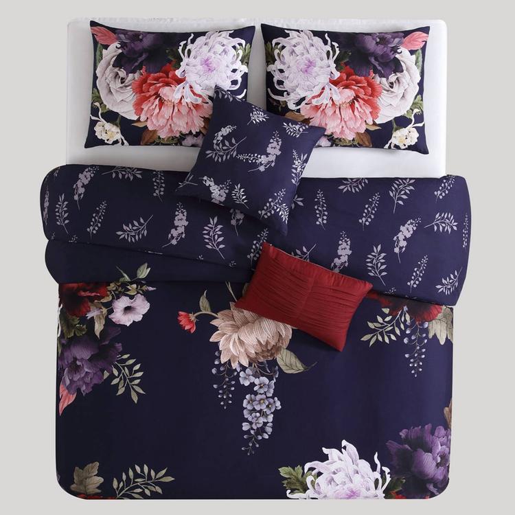 Bebejan® Deep Purple Garden Cotton 5pc. Reversible Comforter Set