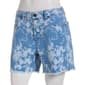 Womens Bleu Denim 5in. Denim Floral Stamp Shorts w/Fray Hem - image 1
