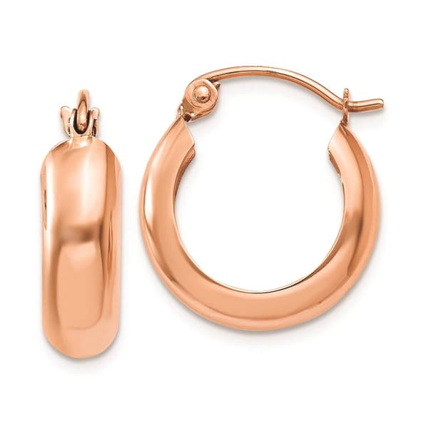 Gold Classics&#40;tm&#41; 14kt. Rose Gold Bangle Small Hoop Earrings - image 