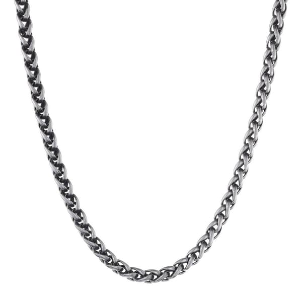 Mens Lynx Stainless Steel Antique Wheat Chain Necklace - image 