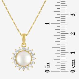 Gemstone Classics™ Lab Grown White Sapphire Pearl Halo Pendant