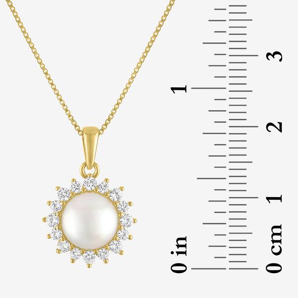 Gemstone Classics™ Lab Grown White Sapphire Pearl Halo Pendant